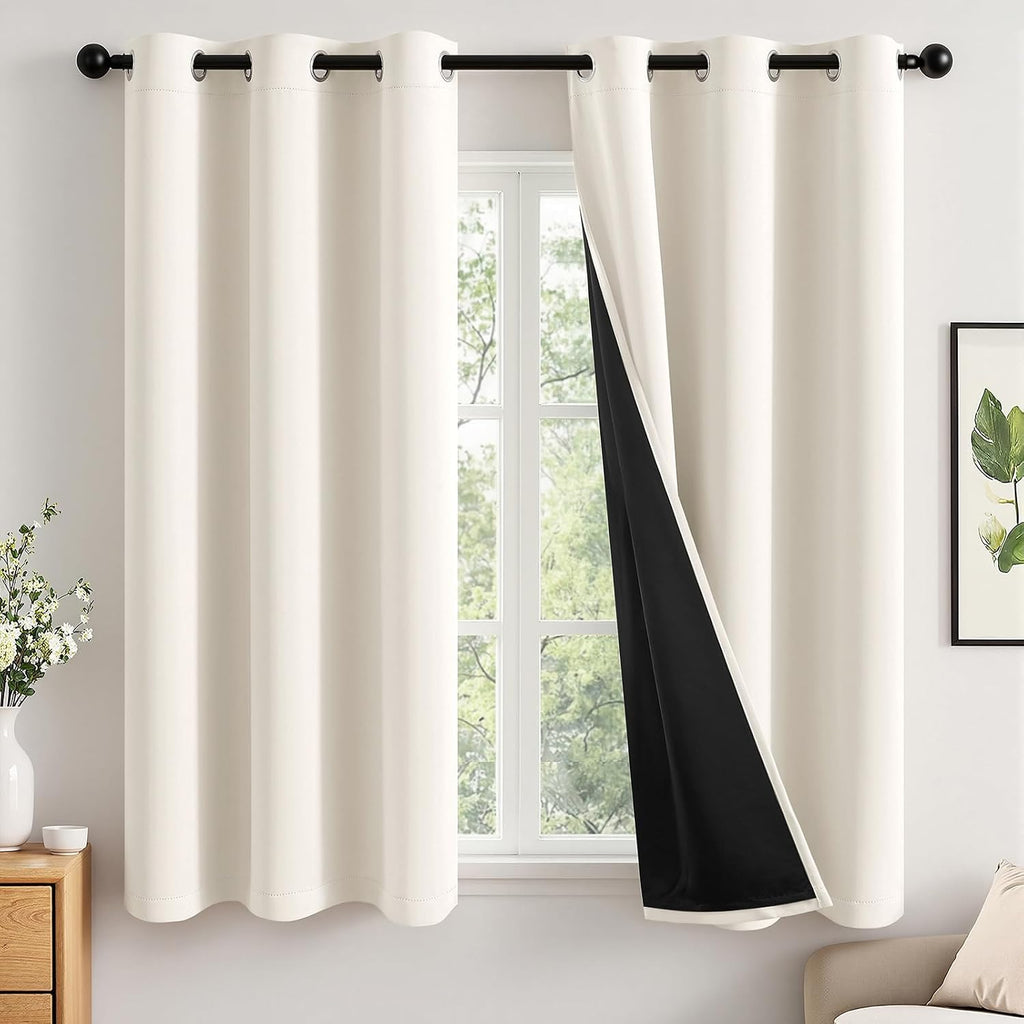 MIULEE Birch 100% Blackout Curtains for Bedroom 40x63 Inch Length 2 Panels