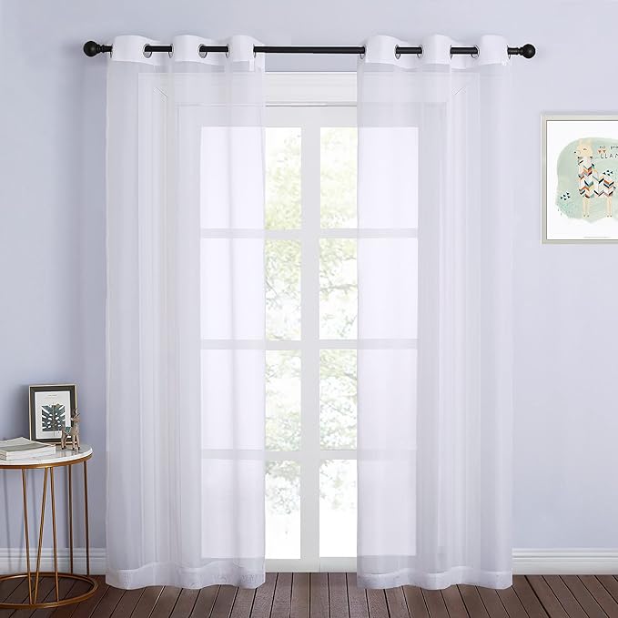 NICETOWN White Sheer Curtains for Bedroom Windows 84" Length by NICETOWN