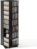 VEVOR Media Storage Cabinet, CD Rack Tower, 34 Compartments Rotating Media Tower Rack for CDs, DVDs, Books and Game Discs, DVD Stand for Living Room, Home Office and Recording Room, Black