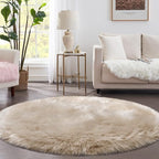 Tangsoo Round Faux Fur Rugs, Sheepskin Round Rugs 3ft, Soft Small Circle Rug - Image 8