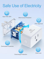 EIGHTREE Smart Plug 15A, Compatible with Alexa, Google&SmartThings 4-Pack