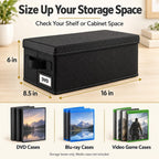 DVD Storage Boxes, 6P Larger DVD Storage Cases with Lid, Stackable Fabrics Media Storage Holds Up 156 DVDs (Each 26), Also Idea for Storaging Blu rays, Video Game Cases, CDs