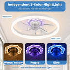 20'' Ceiling Fan with Light and Remote,White Low Profile Fandelier