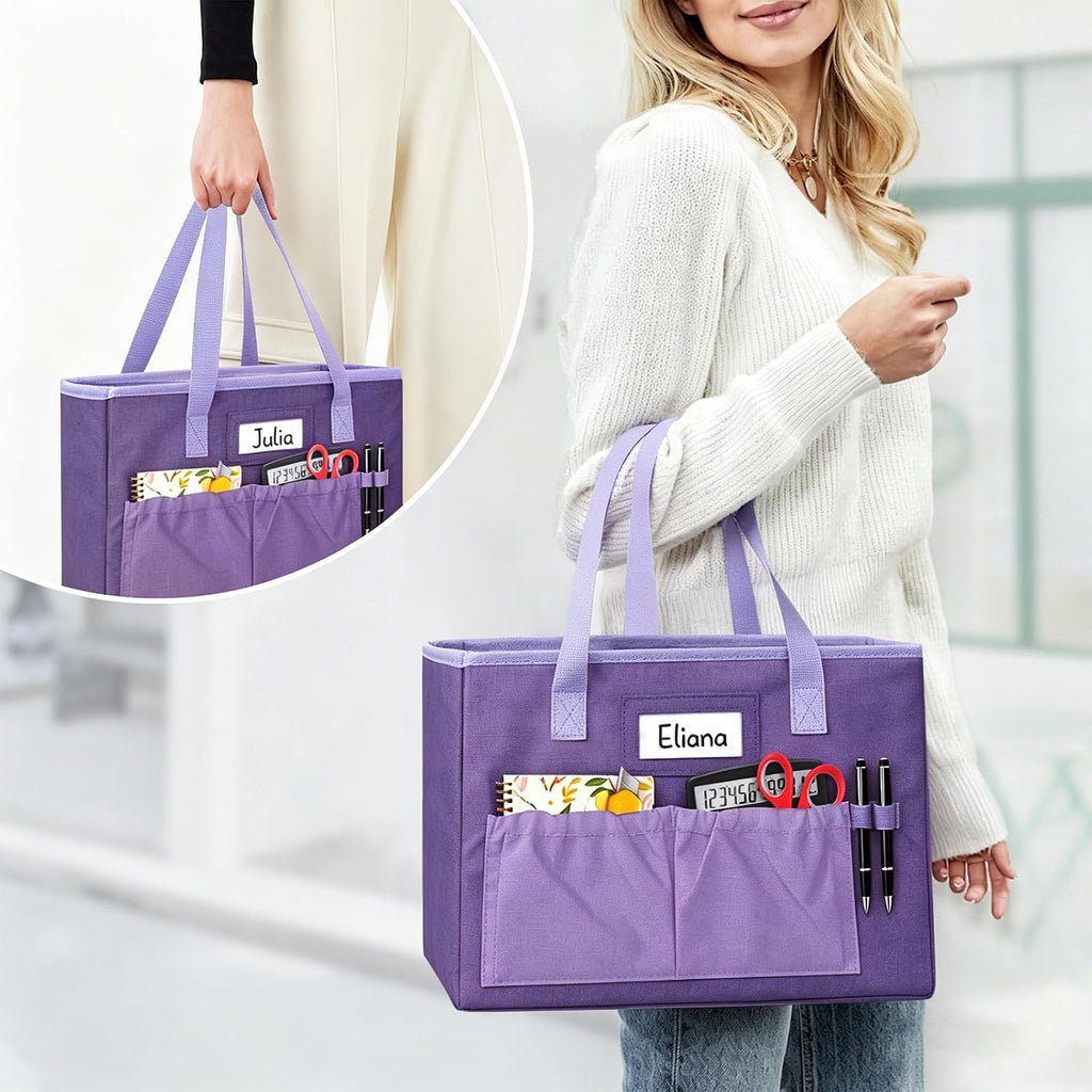 abcxgood Desktop File Organizer Box,Collapsible Hanging Filing Box,Home Office Document Storage Organizer with Front Pocket and Handles, Letter Size Folder. (PURPLE)