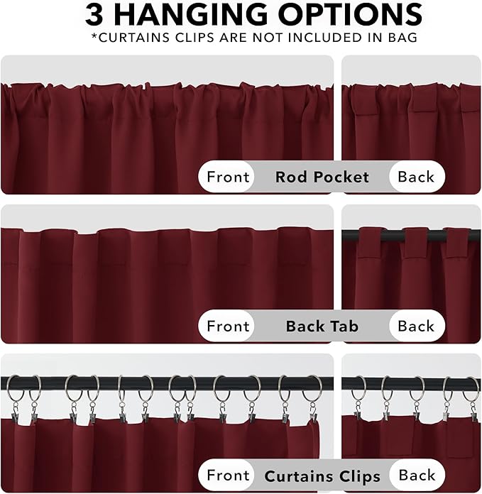Deconovo Solid Room Darkening Curtains Rod Pocket and Back Tab Blackout Curtains - Image 2