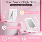 Benbilry Foldable Travel Makeup Mirror with Lights & 20X Magnifying, White