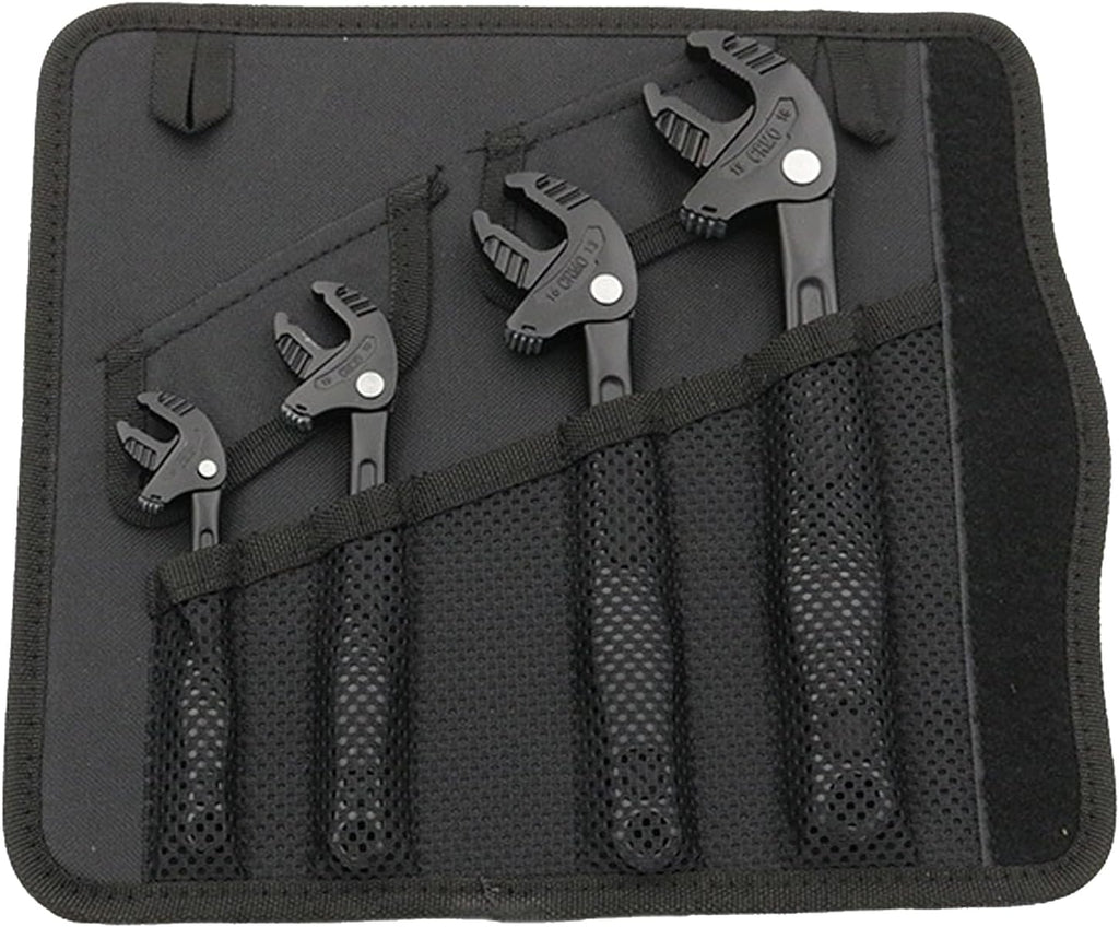 Adjustable Wrenches, 4PCS Self Locking Spanner Set, Ratcheting Jaw Wrench Set with Non Slip Handle, Ideal for Pipe Repair, Auto Maintenance & Home Use
