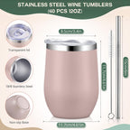 Sieral 40 Pack Insulated Wine Tumblers Bulk 12oz, Dark Color
