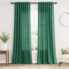 Extra Long Dark Green Linen Curtains 120 Inch by Nanspring