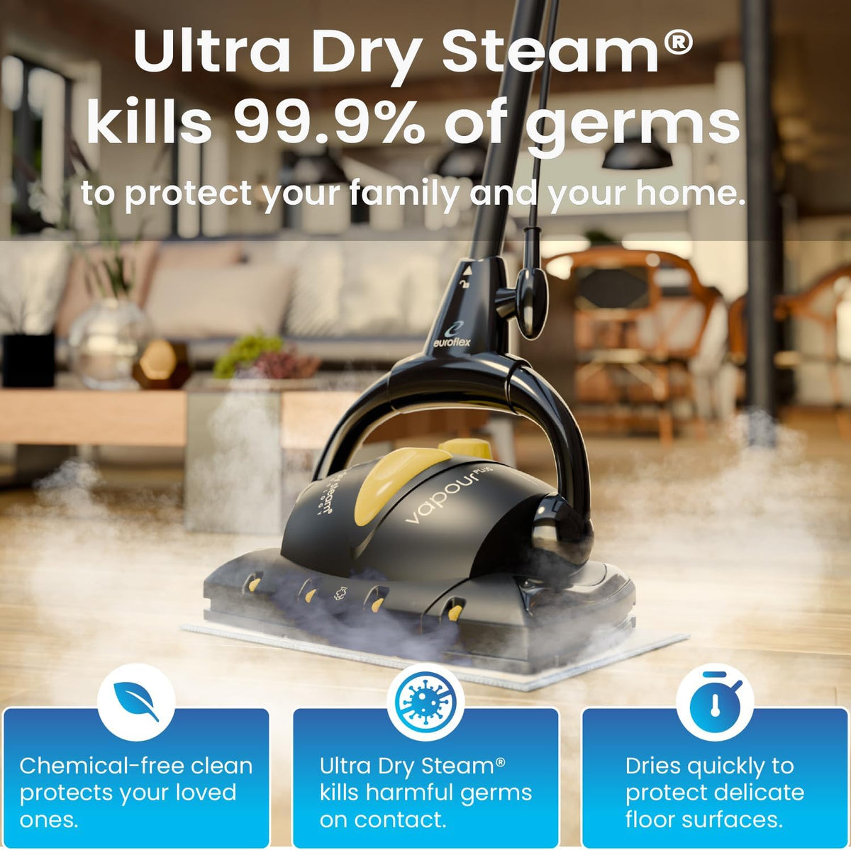 Euroflex Vapour Plus Premium Steam Mop with Floor Care Kit, 18-Piece Set