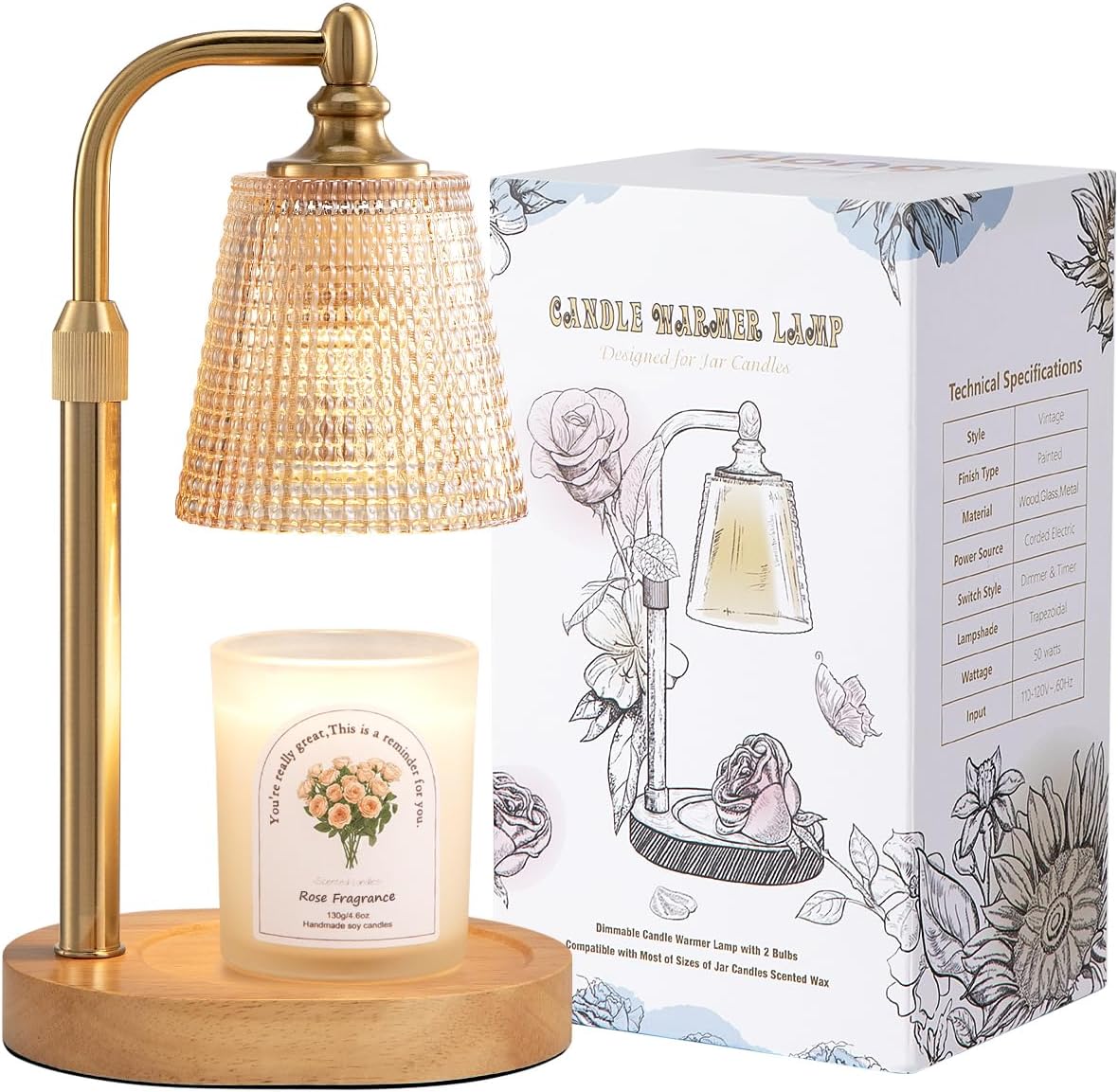 Candle Warmer Lamp with Timer,Birthday Gifts for Women Mom Home Decor