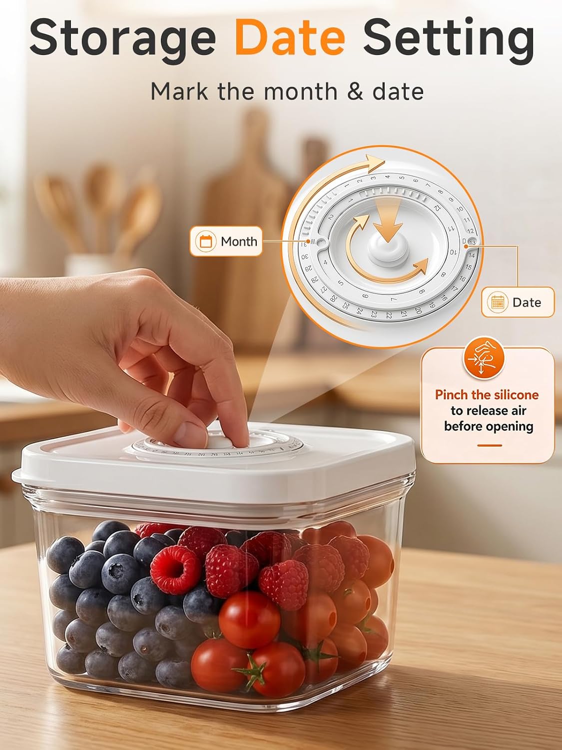 FEPPO Vacuum Sealers Containers for Food Storage, 3 Pcs Set