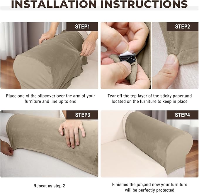 Couch Arm Covers 2 Pcs Sofa Armrest Covers Stretch Couch, Armrest Cover - Image 4