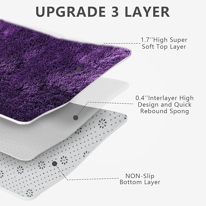 Shag Area Rugs for Bedroom Living Room, 5X8 Ultra Soft Purple Fluffy Area Rugs - Image 6