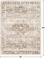 Washable Neutral Farmhouse Large Entryway Rug, 3x4 Area Rugs - Image 2