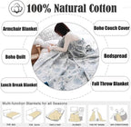 MSGKV Boho Throw Blanket for Bed 80''x90'', 100% Cotton Reversible Woven - Image 6