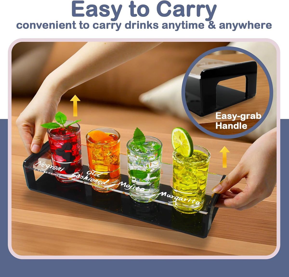 Acrylic Drink Flight Boards with Glasses, Easy Clean Drink Flight Tray Set, Mimosa Flight Boards, Writable Drink Flight Holder Beer Flight Boards for Hosting Essentials Bartender Accessories