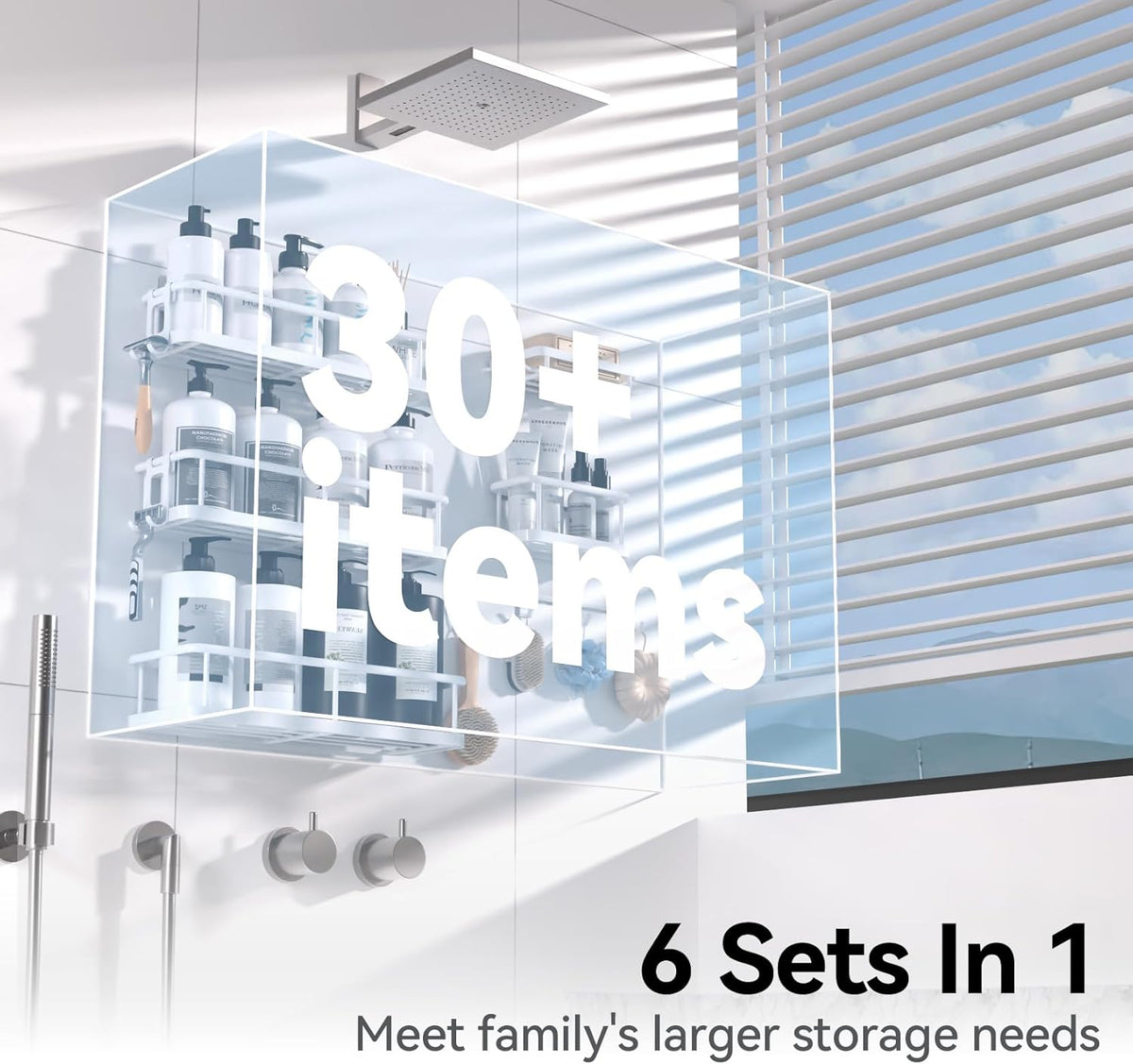 YASONIC Shower Caddy Adhesive, Rustproof Shower Shelves for Inside Shower