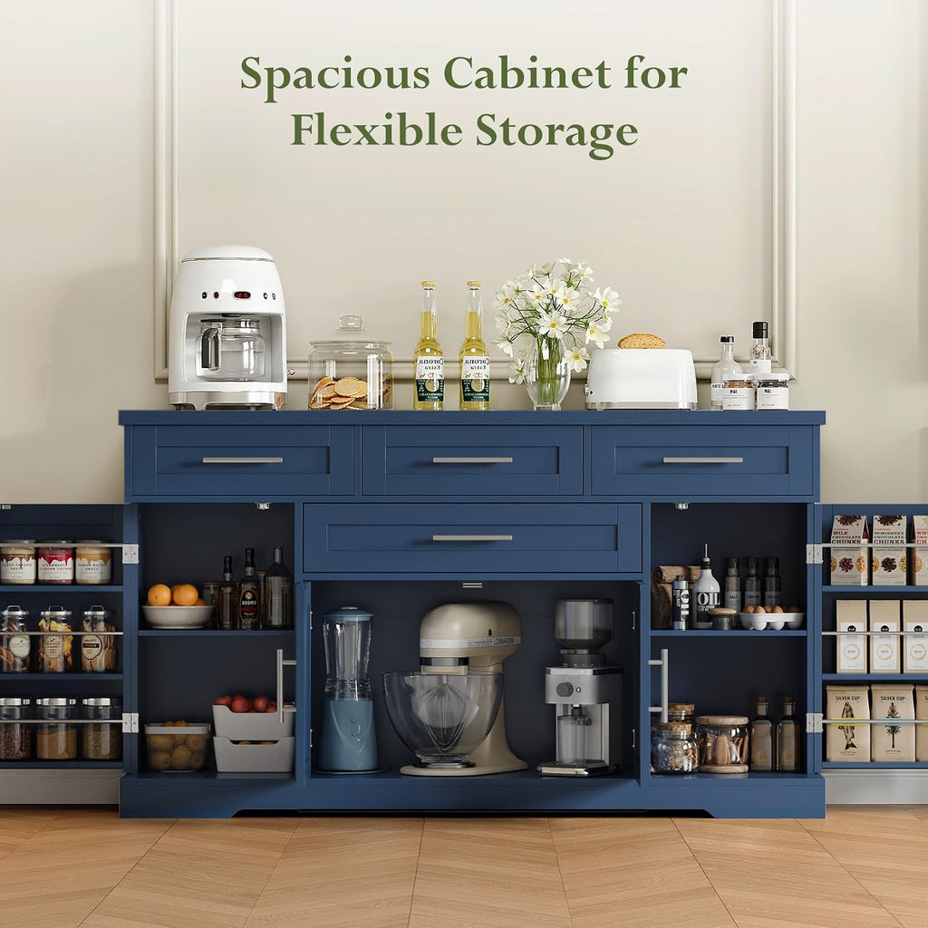 Concho 54" Sideboard Cabinet, Kitchen Buffet Cabinet with Storage, Blue