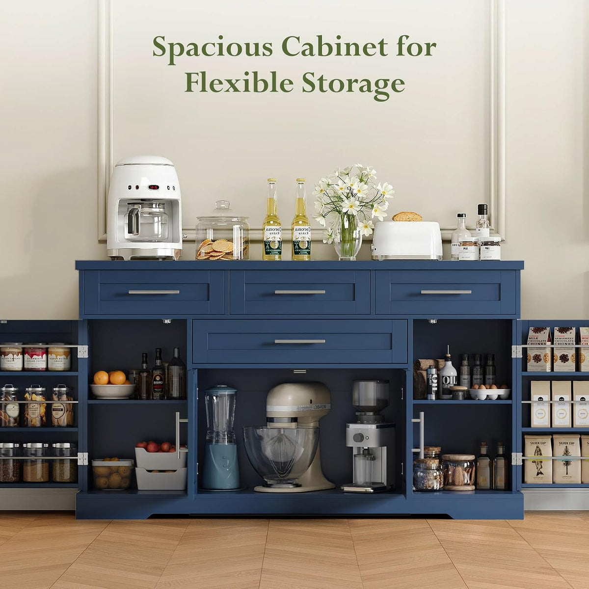 Concho 54" Sideboard Cabinet, Kitchen Buffet Cabinet with Storage, Blue