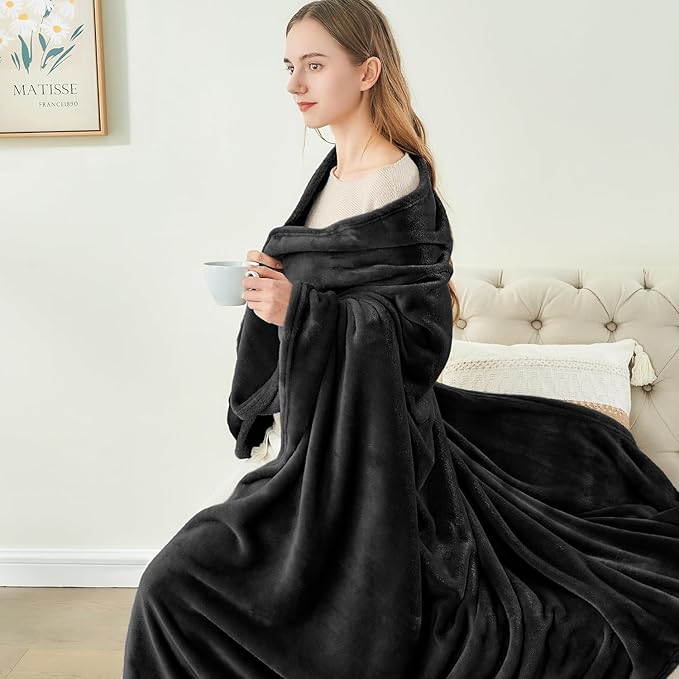 BEDELITE Fleece Blanket Black Throw Blanket - Image 4