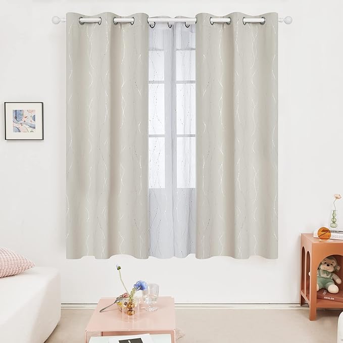 Deconovo Beige Curtains for Living Room, Room Darkening Soundproof Drapes - Image 2