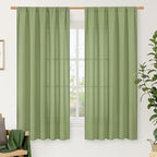 LAMIT Sage Green Linen Curtains 63 inch Length by LAMIT
