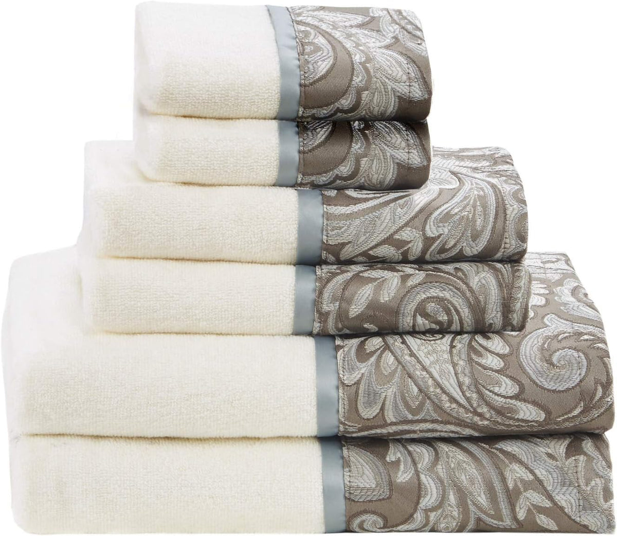 Madison Park Aubrey Cotton Bath Towel Set Jacquard, 6 Piece, Blue/Brown