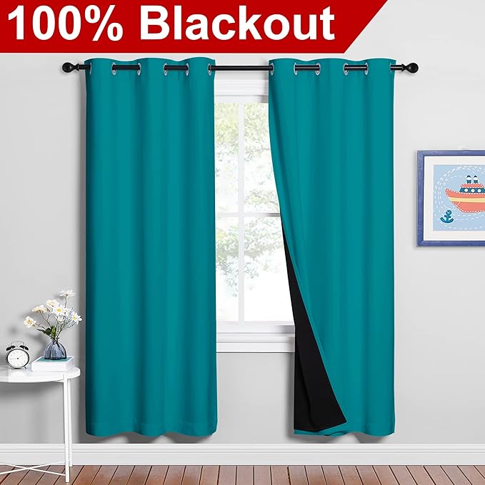 NICETOWN 100% Blackout Window Curtain Panels, Full Light Blocking Drapes - Image 2