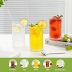 16oz Clear Hobnail Drinking Glasses with Straws Set of 12, Highball Glasses Cups, Kitchen Water Glasses Cup, for Cocktail, Juice, Whiskey, Milk and Various Mixed Drinks