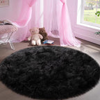 Faux Fur Rug for Bedroom, Small Furry Circle Rugs 3X3, Soft Shag Circular Rug - Image 5