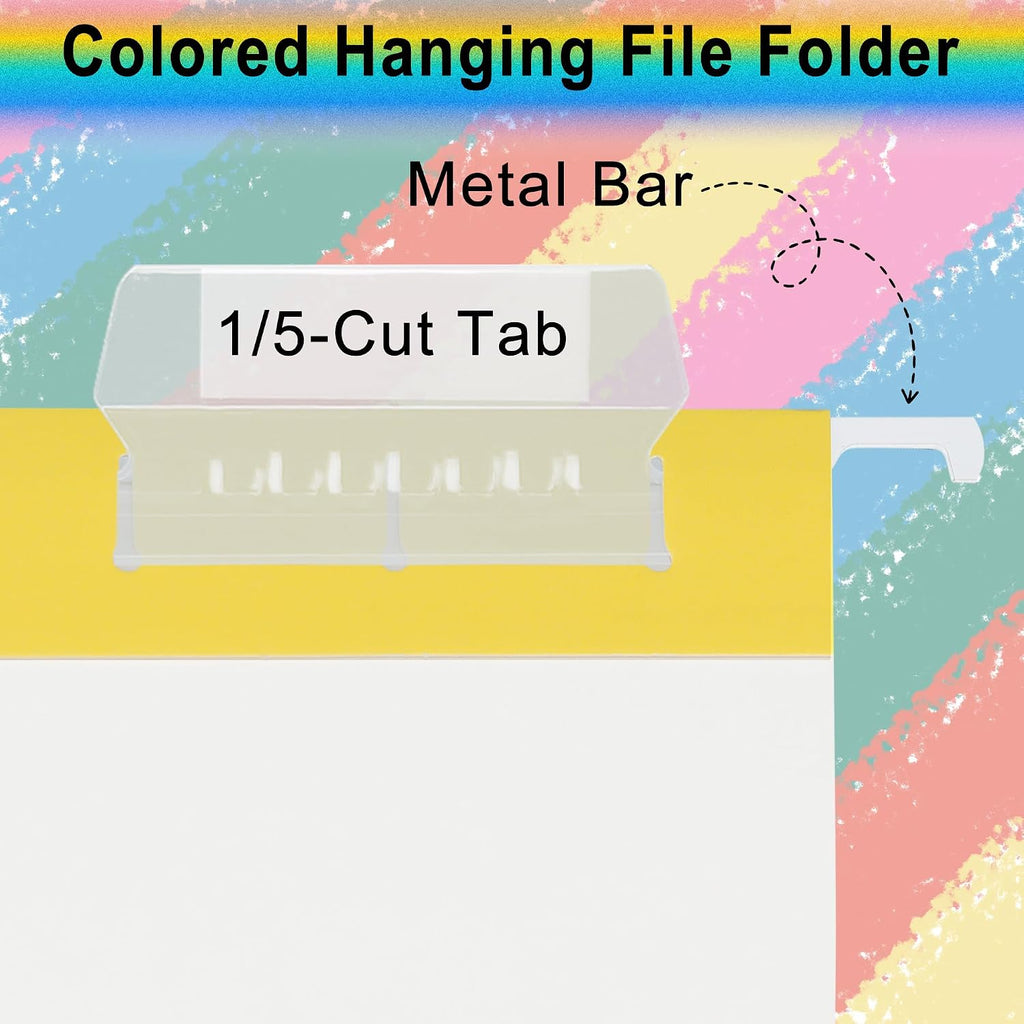 pmybupo Hanging File Folders,25 Pack Yellow Letter Size Hanging File Folders with 1/5-Cut Tabs,Ideal for Home and Office Organization and Papers Classification