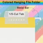 pmybupo Hanging File Folders,25 Pack Yellow Letter Size Hanging File Folders with 1/5-Cut Tabs,Ideal for Home and Office Organization and Papers Classification
