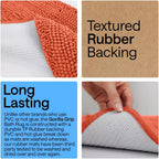 GORILLA GRIP Bath Rug Mat for Bathroom, Absorbent Chenille, 24x17 Coral