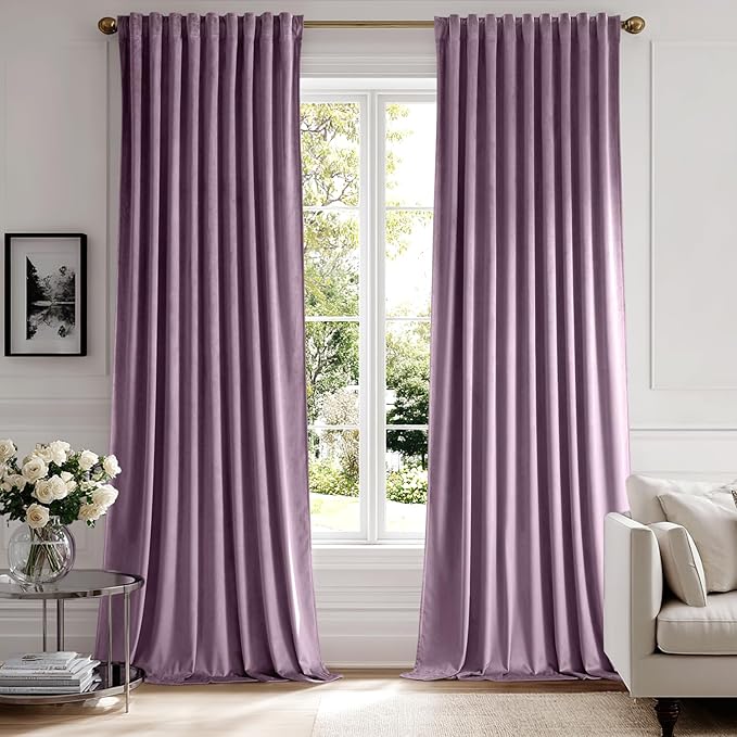 MIULEE Lavender Velvet Curtains 90 inches by MIULEE