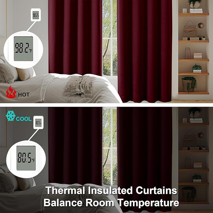 Simplebrand Ava Burgundy Blackout Curtains - Image 6