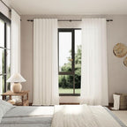 Nanspring Beige White Linen Curtains 84 Inches Long - Image 8