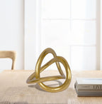 Modern Geometric Round Sculpture Gold Knot Statue Decor Tabletop Sculpture and Figurines Round Decorative Ornaments Knick Knacks Home Decor for Shelves Coffee Table Bookshelf Decoration Gifts