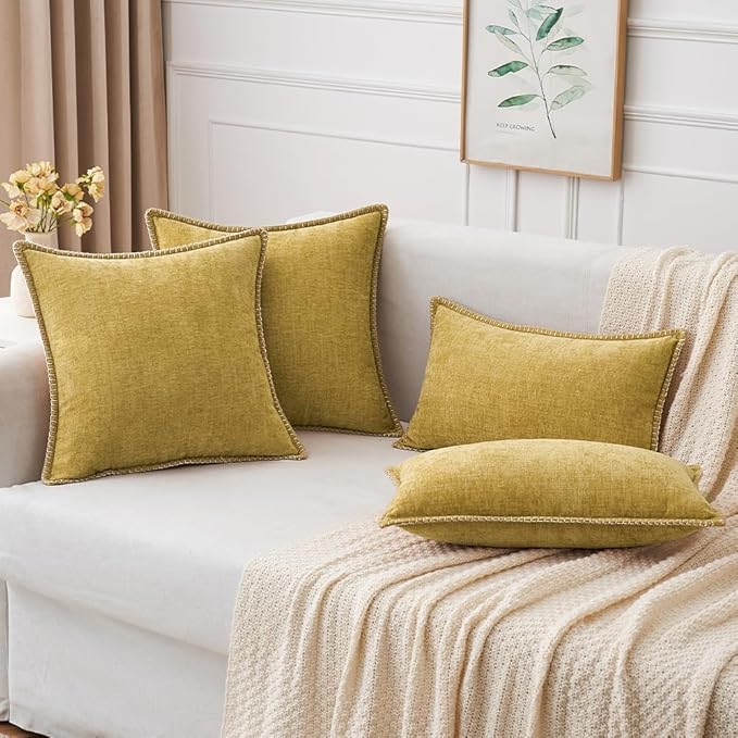 MIULEE Pack of 2 Couch Throw Pillow Covers 18x18 Inch Mustard Yellow Farmhouse - Image 5