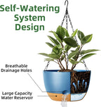 Hanging Planters, 4 Pack, Self-Watering, 7.5 Inch, Blue