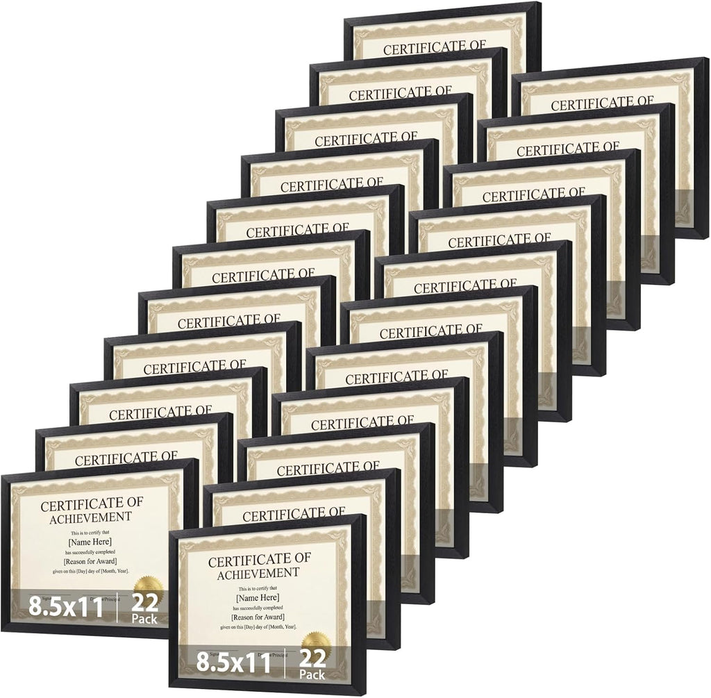 MEBRUDY 8.5 by 11 Picture Frames 22 Pack, Certificate Frame, Black