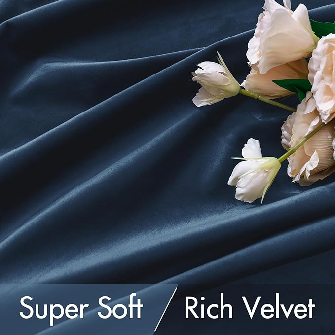 MIULEE Navy Blue Velvet Curtains 96 inches - Image 4