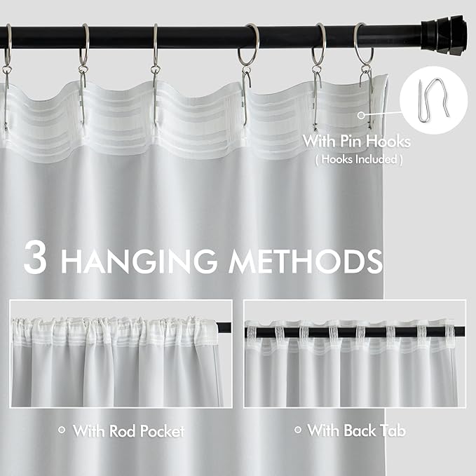 MIULEE Back Tab Light Blocking Curtains 90 Inch Long 2 Panels Set - Image 3