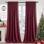 MIULEE Christmas Wine Red Back Tab Blackout Curtains 108 Inch Long 2 Panels Set by MIULEE