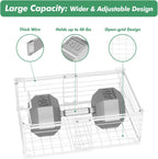 ADRIMER Freezer Organizer Bins, 4 Packs Foldable & Stackable Chest Freezer Organizer Bins with Adjustable Length 11-17.3", Metal Wire Storage Baskets for Upright Freezer, Deep Freezer, Pantry, White