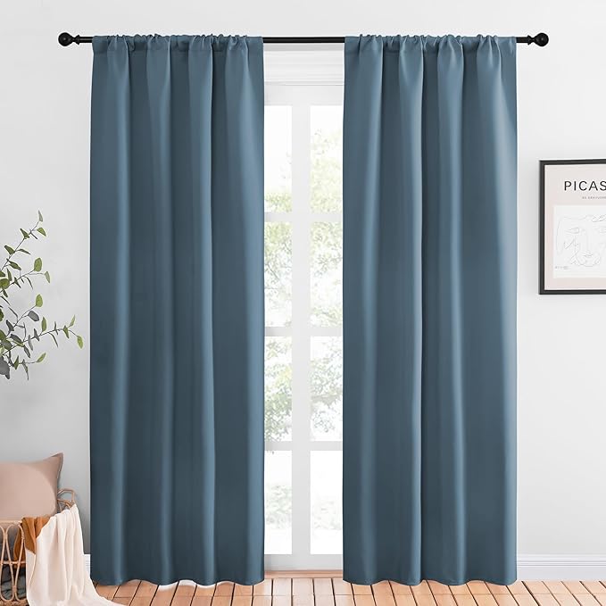 NICETOWN Blackout Curtains for Living Curtains, Smoky Blue, 2 Panels, 42 by 84 by NICETOWN