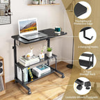 Karl home 31.5" Portable Rolling C-Shaped Computer Desk on Wheels, Black