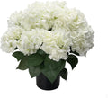 20” Artificial Hydrangea Plants Outdoor in Pots, Faux Hydrangea Bushes for Front Porch, Realistic White Fake Flowers for Patio Garden Indoor Home Decor