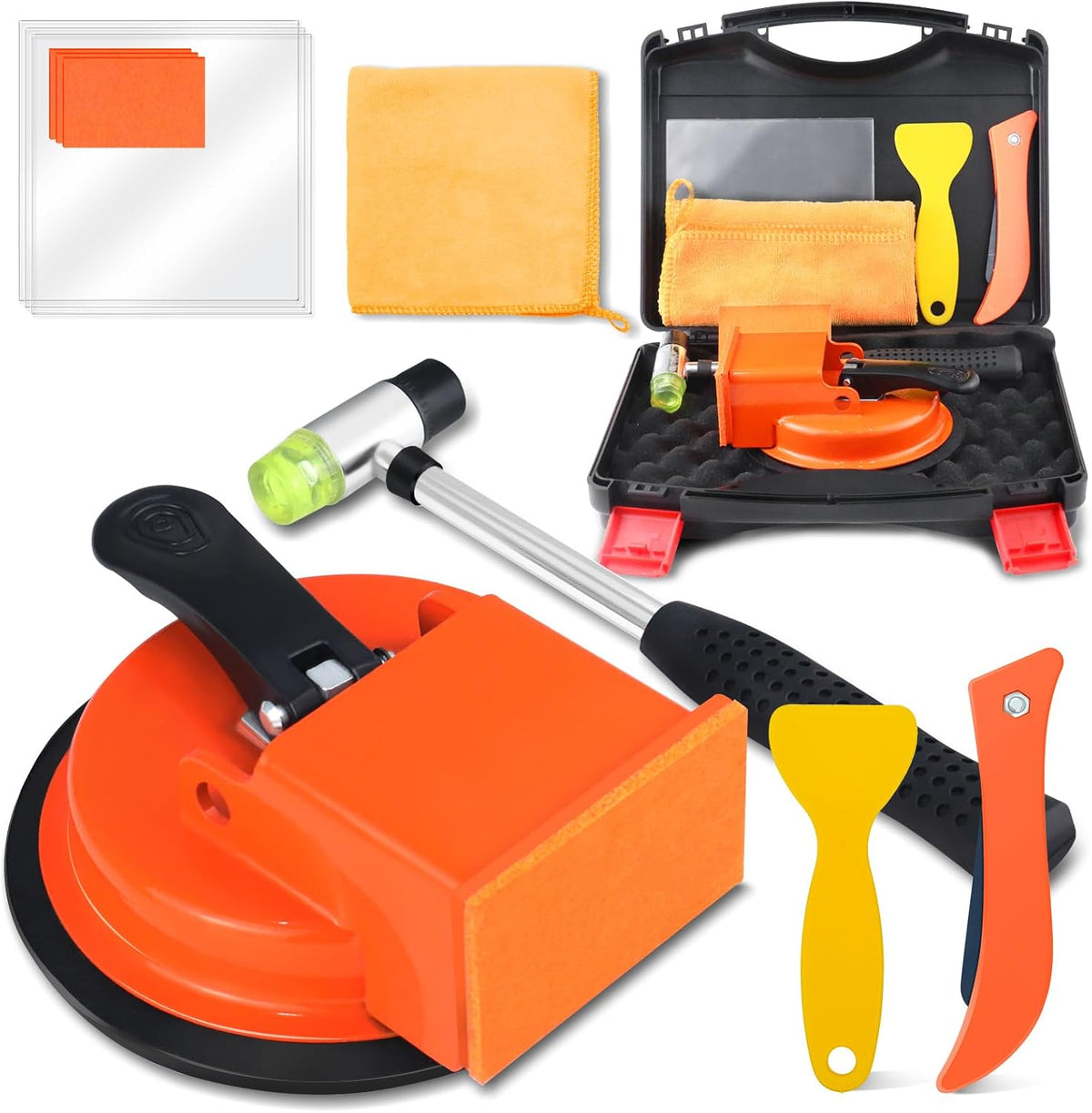 Floor Gap Fixer Tool Kit, Suction Cup Plank Grabber Floor Fix with Rubber Mallet, Heavy Duty for Rigid Floating Laminate SPC LVT Vinyl Plank Flooring Gap Repair