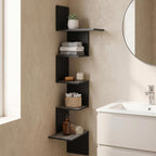 Furinno Rossi 5-Tier Corner Floating Shelves for Wall, French Oak